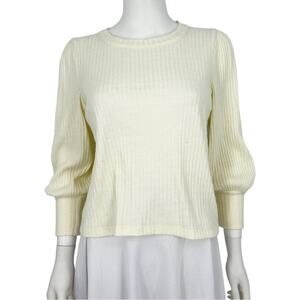 Madewell Women's Cream Balloon Long Sleeve Crewneck Fall Sweater Size XS